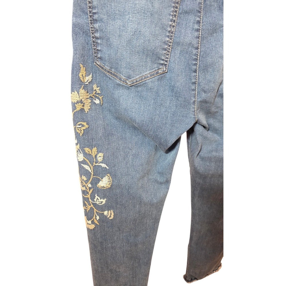 Democracy Ab Solution Embroidered Raw Hem Straight Leg Jeans Blue Womens 10 - Picture 8 of 8